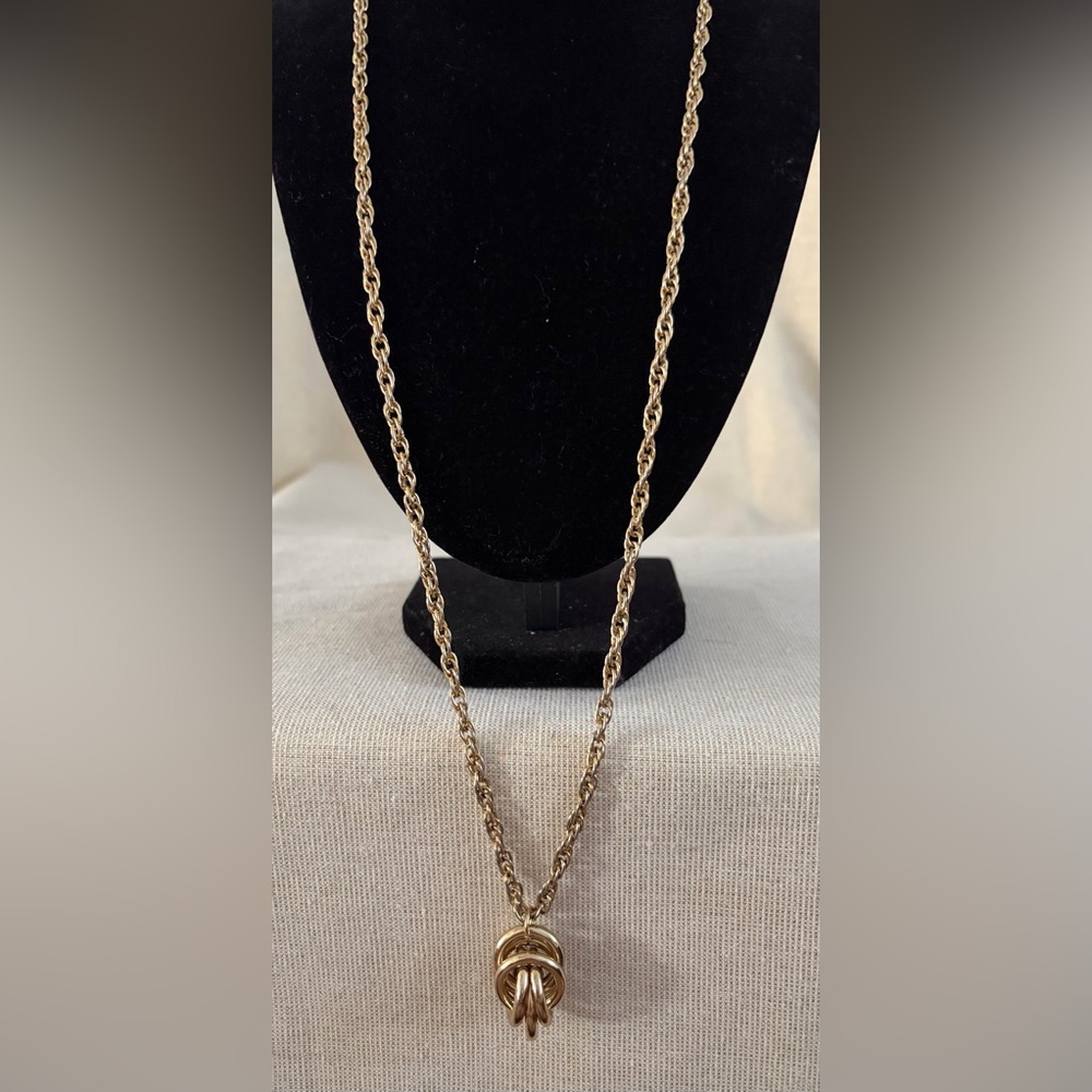Gold Rope Chain Knot Pendant Necklace - ***Added Matching Earrings***